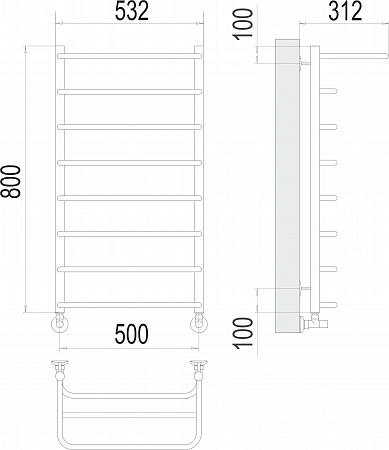 Полка П8 500х800  Полотенцесушитель  TERMINUS Ангарск - фото 3