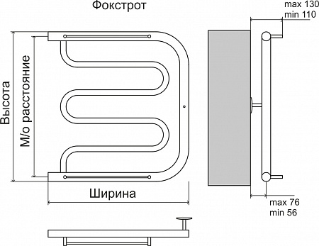 Фокстрот AISI 32х2 500х400 Полотенцесушитель  TERMINUS Ангарск - фото 4