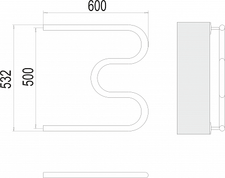 М-обр AISI 32х2 500х600 Полотенцесушитель  TERMINUS Ангарск - фото 3