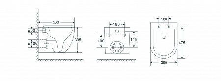 Подвесной унитаз безободковый Terminus Енисей Монолит 560х390 белый Ангарск - фото 8