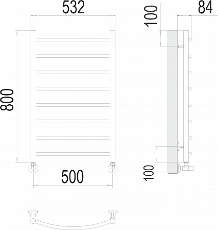 Классик П8 500х800 Полотенцесушитель  TERMINUS Ангарск - фото 3