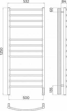 Классик П12 500х1250 Электро (quick touch) Полотенцесушитель TERMINUS Ангарск - фото 3