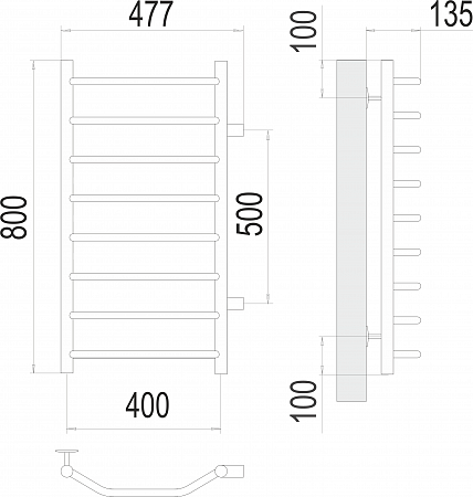 Виктория П8 400х800 бп500 Полотенцесушитель  TERMINUS Ангарск - фото 3