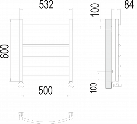 Классик П6 500х600 Полотенцесушитель  TERMINUS Ангарск - фото 3