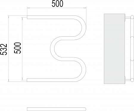 М-обр AISI 32х2 500х500 Полотенцесушитель  TERMINUS Ангарск - фото 3