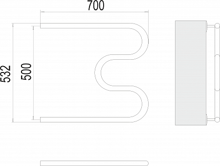 М-обр AISI 32х2 500х700 Полотенцесушитель  TERMINUS Ангарск - фото 3