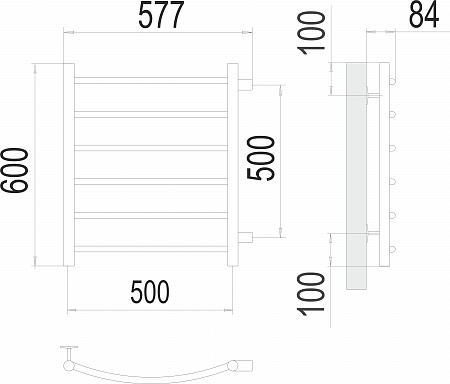 Классик П6 500х600 бп500 Полотенцесушитель  TERMINUS Ангарск - фото 3