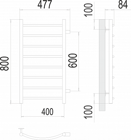 Классик П8 400х800 бп600 Полотенцесушитель  TERMINUS Ангарск - фото 3