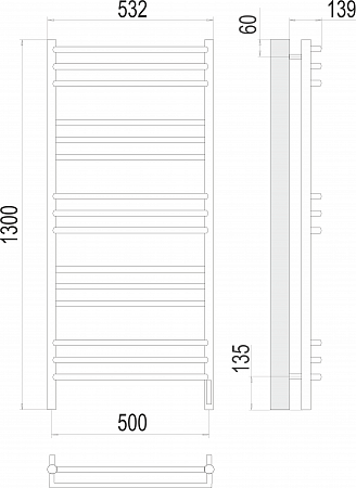 Прато П15 500х1300 электро (sensor quick touch) Полотенцесушитель  TERMINUS Ангарск - фото 3