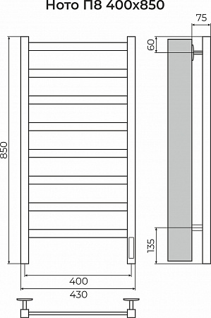 Ното П8 400х850 Электро (quick touch) Полотенцесушитель TERMINUS Ангарск - фото 3