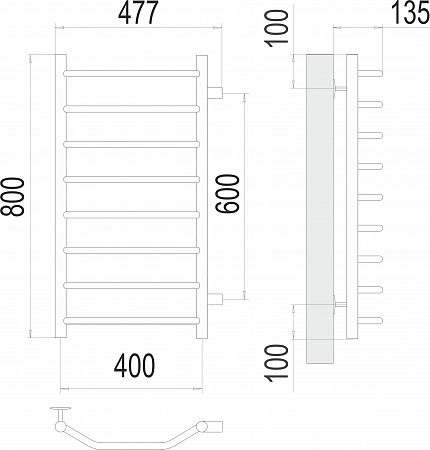 Виктория П8 400х800 бп600 Полотенцесушитель  TERMINUS Ангарск - фото 3