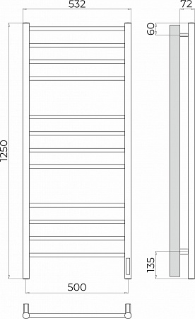 Аврора П12 500х1250 Электро (quick touch) Полотенцесушитель TERMINUS Ангарск - фото 3
