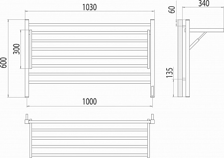 Горизонт П8 1000х600 электро КС ЧЕРНЫЙ МУАР (sensor quick touch) Полотенцесушитель TERMINUS Ангарск - фото 5